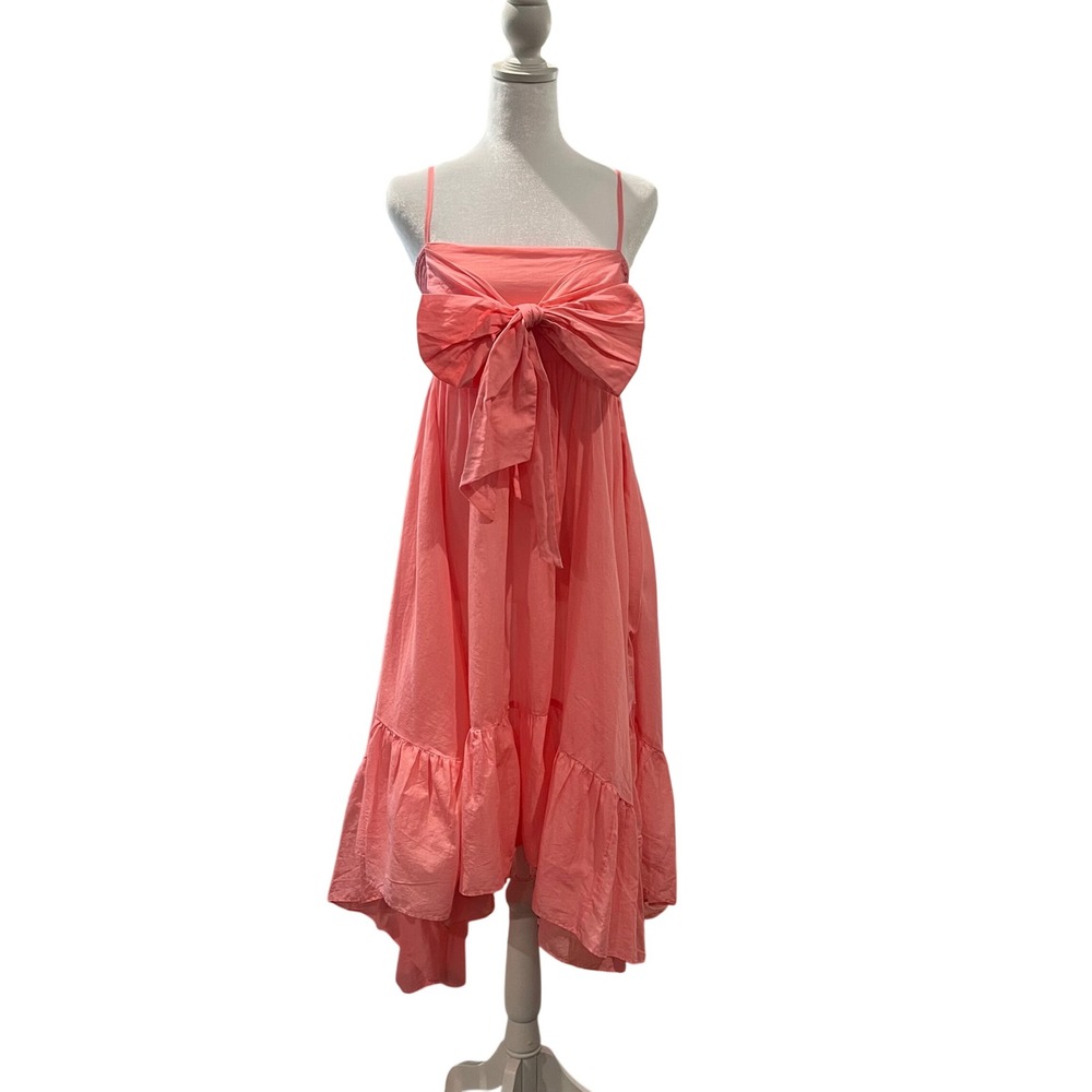 J.Crew Bow-Front Cotton‎ Voile Midi Beach Dress Coverup Coral Pink Womens Medium